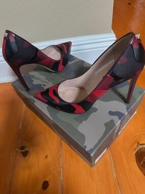 Valentino Red and Black Camouflage Heels